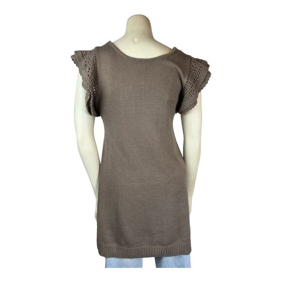 Sweater Dress Tunic Crochet Knit Mak B. 90s Y2K Cottagecore Fairy granny S - Picture 3 of 13